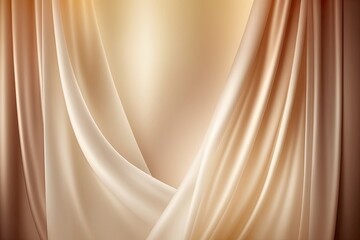 Smooth Beige Curtain Abstract Background with Copy Space for Text