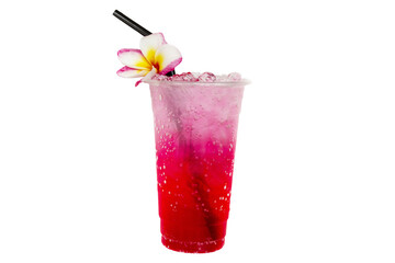 cold red soda cocktail water for relax in summer arrangement flat lay postcard style 