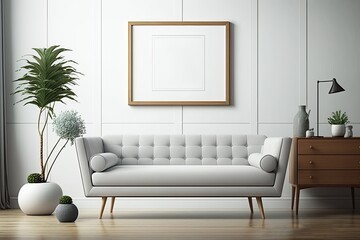 Blank Wooden Frame Mockup for modern living room