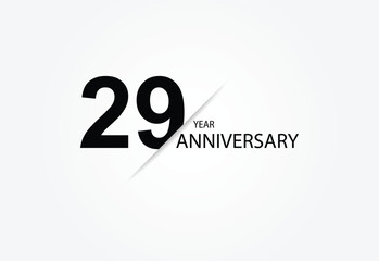 29 years anniversary logo template isolated on white, black and white background. 29th anniversary logo.