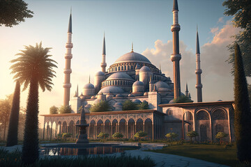 Islamic mosque, Ramadan, Ramzan, meh-e-Ramadan Background, Istanbul mosque,  Generative AI