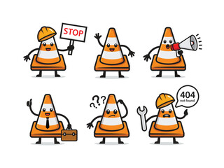 set traffic cone character design