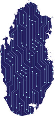 Obraz premium Map of Qatar, network line,dot and structure on dark background with Map Qatar, Circuit board. Vector illustration. Eps 10