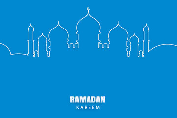 Ramadan Kareem greeting card. Eid Mubarak paper art banner illustration design.