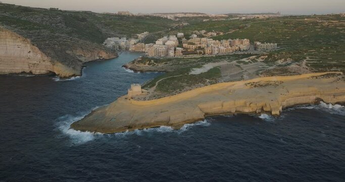 Seaside Malta Aerial Footage of in 4K High Definition. Beautiful Malta Drone Aerial Landscape Scene