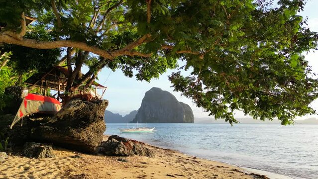 Las Cabanas Beach, El Nido, Palawan, Philippines. A nice place to chill out and enjoy the view and the beach.