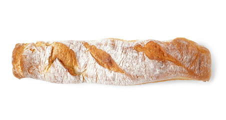 Fresh baguette isolated on white background