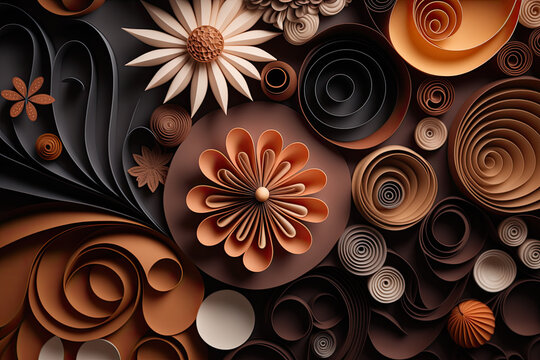 Abstract background colorful paper quilling. Generative AI