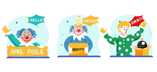 April Fools Flat Bundle Design Illustration