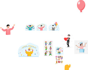 Flat Bundle April Fools Design Illustration