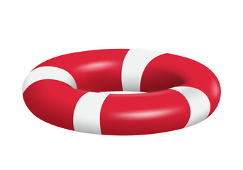 Red and white lifebuoy for summer advertising design