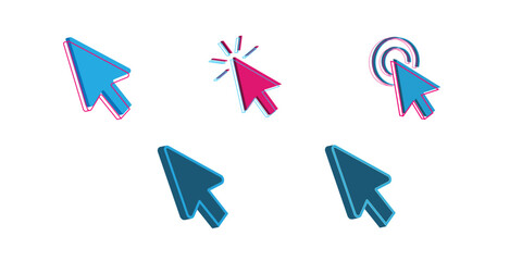 Computer mouse click cursor icon 3d mouse cursor collection