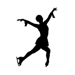 figure skater girl silhouette showing skating dance pose performance. Vector illustration icon symbol