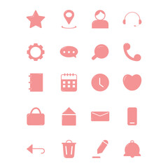 Simple small solid icons set. Rounded mini vector icons.