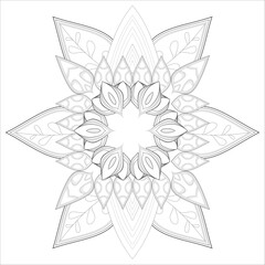 Mandala art for coloring book and art therapy. Doodle vector of flowers for coloring sheet for every age