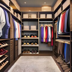 A walk in closet with many shoes 3_SwinIRGenerative AI