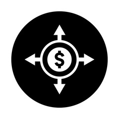 Money goals icon. Black vector graphics.