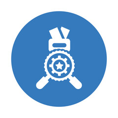SEO award icon. Blue color design.