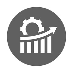 SEO growth icon. Gray vector graphics.