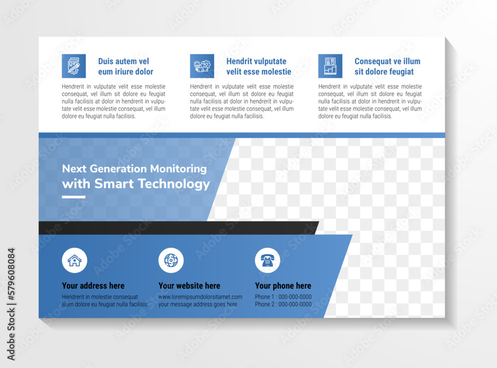 Poster next generation monitoring with smart technology flyer design template use horizontal layout. white 