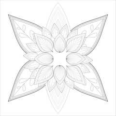 Mandala art for coloring book and art therapy. Doodle vector of flowers for coloring sheet for every age