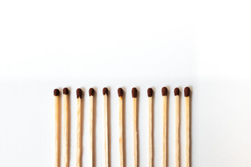 Wooden match or matchstick on white background.