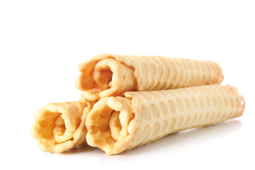 Wafer rolls isolated on white background