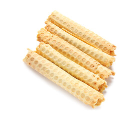 Wafer rolls isolated on white background