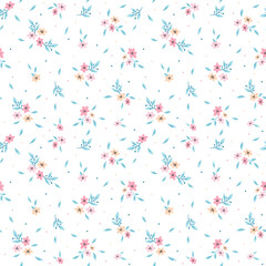 Simple cute floral pattern. Ditsy print. Floral seamless background. Design for fashion prints, paper goods, background, wallpaper, wrapping, fabric and all your creative projects.