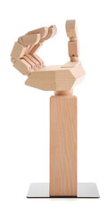 Decorative wooden hand isolated on white background