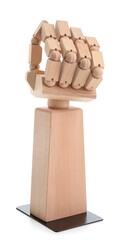 Decorative wooden hand isolated on white background