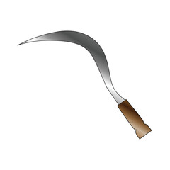 set of farmer scythe vector, isolated on white background. weapon, scythe, crescent, sickle, steel, farmer, tool, equipment, harvest, sticker, clipart, icon, logo, simple, cartoon, vector illustration