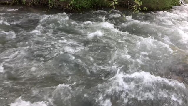 rough flow of dangerous river waters