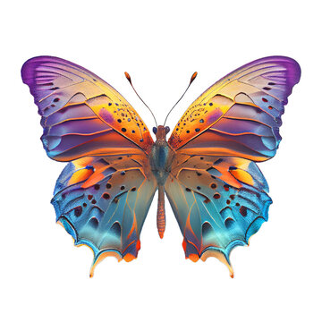 Beautiful colorful buterfly isolated on white. Genetative AI.
