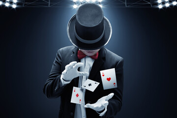 Magician hands showing magic trick