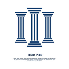 Obraz premium Vector logo with abstract image of three pillars.. Three pillars logo concept. Pillar icon design. Pillar icon elegant and professional on white background