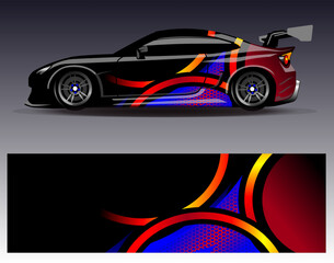 Car wrap design vector. Graphic abstract stripe racing background kit designs for wrap vehicle  race car  rally  adventure and livery