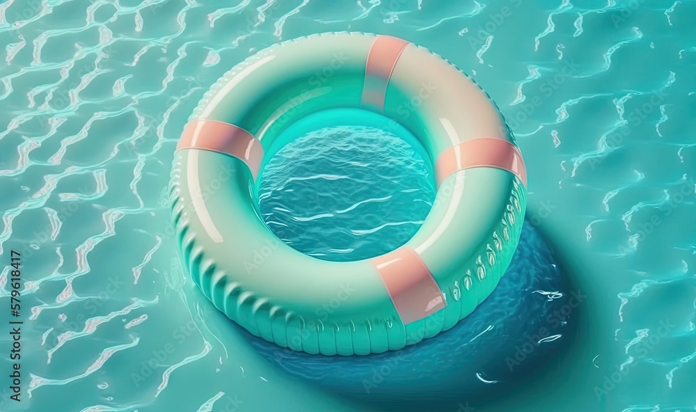 Aufkleber a life preserver floating on top of a body of water with ripples on the water around the float and a