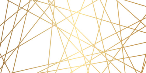Naklejka premium Abstract luxury golden geometric random chaotic lines with many squares and triangles shape on white background. 