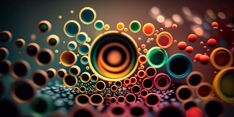 abstract image composed of colored lines or circles. Generative AI
