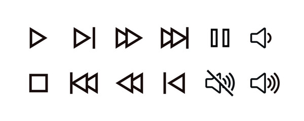Set of media player interface line style icon template vector design for music or video application  © elmantastic