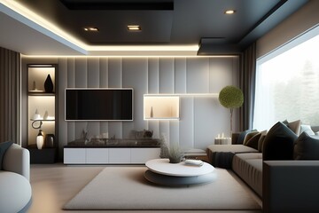 Naklejka na ściany i meble modern living room ai generative