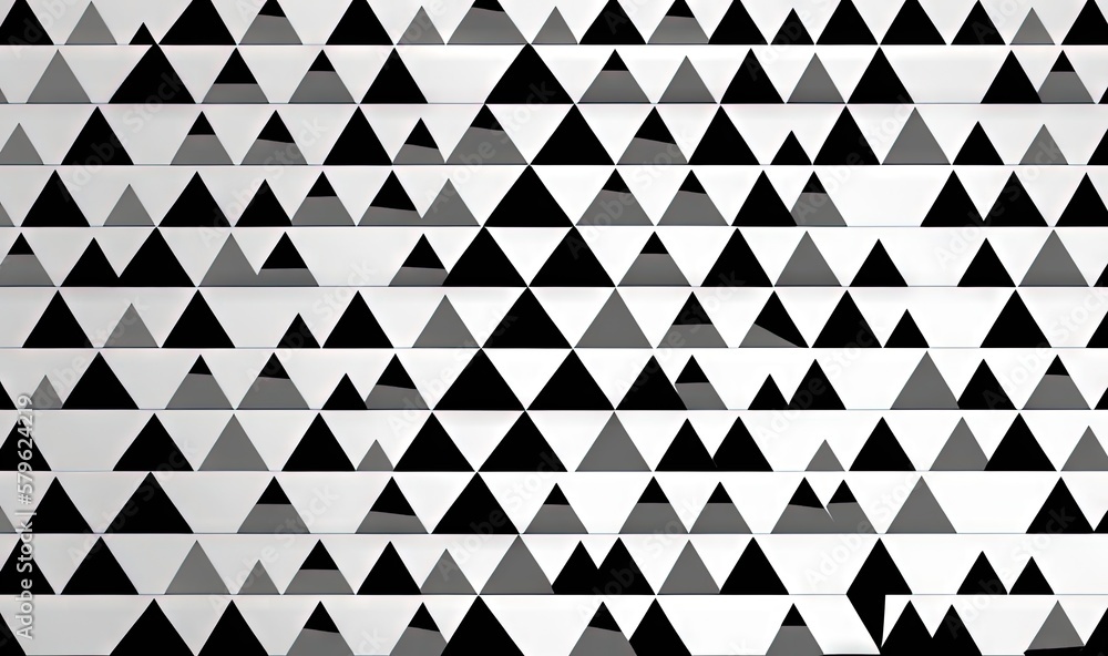 Poster a black and white photo of a pattern of triangles on a white background with a black and white photo