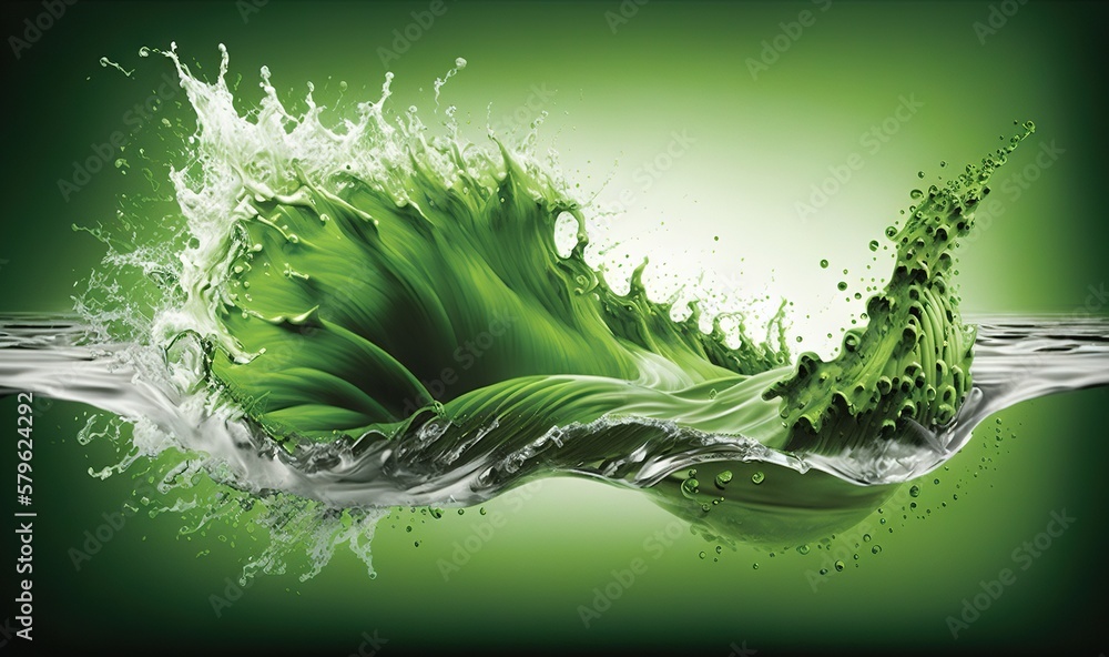 Aufkleber a green splash of water on a green background with a black border and a black border around the imag