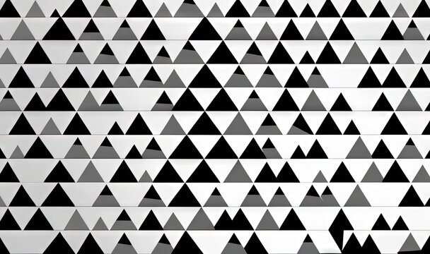  a black and white photo of a pattern of triangles on a white background with a black and white photo of a triangle on the bottom of the image.  generative ai