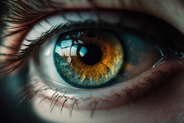 Fototapeta na wymiar Close-up shot of the beautiful eye of the human. Generative AI.