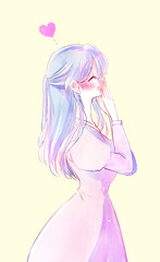 恋する笑顔の女性