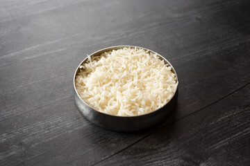 A view of a balti bowl of basmati rice.
