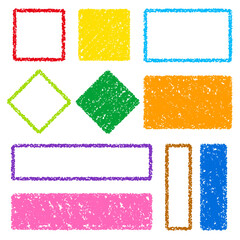 クレヨン素材_いろいろなフレームセット_