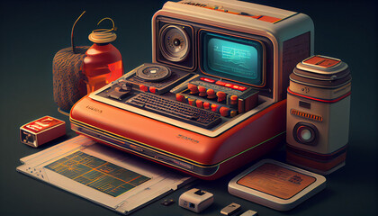 a retro hyperrealistic electronic 